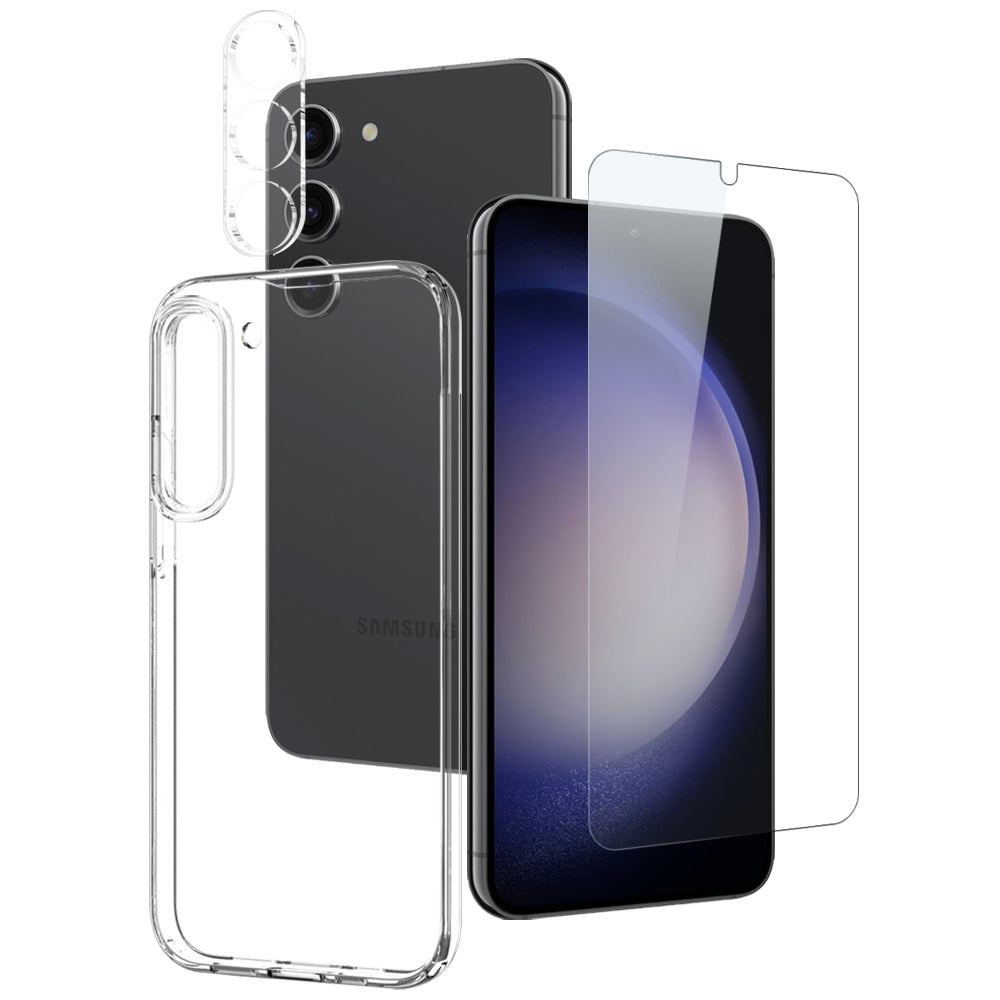 NORTHJO For Samsung Galaxy S23+ TPU Case Phone Cover+Tempered Glass Film+Camera Lens Protector (Support Fingerprint Unlock) NORTHJO For Samsung Galaxy S23+ TPU Case Phone Cover+Tempered Glass Film+Camera Lens Protector (Support Fingerprint Unlock)